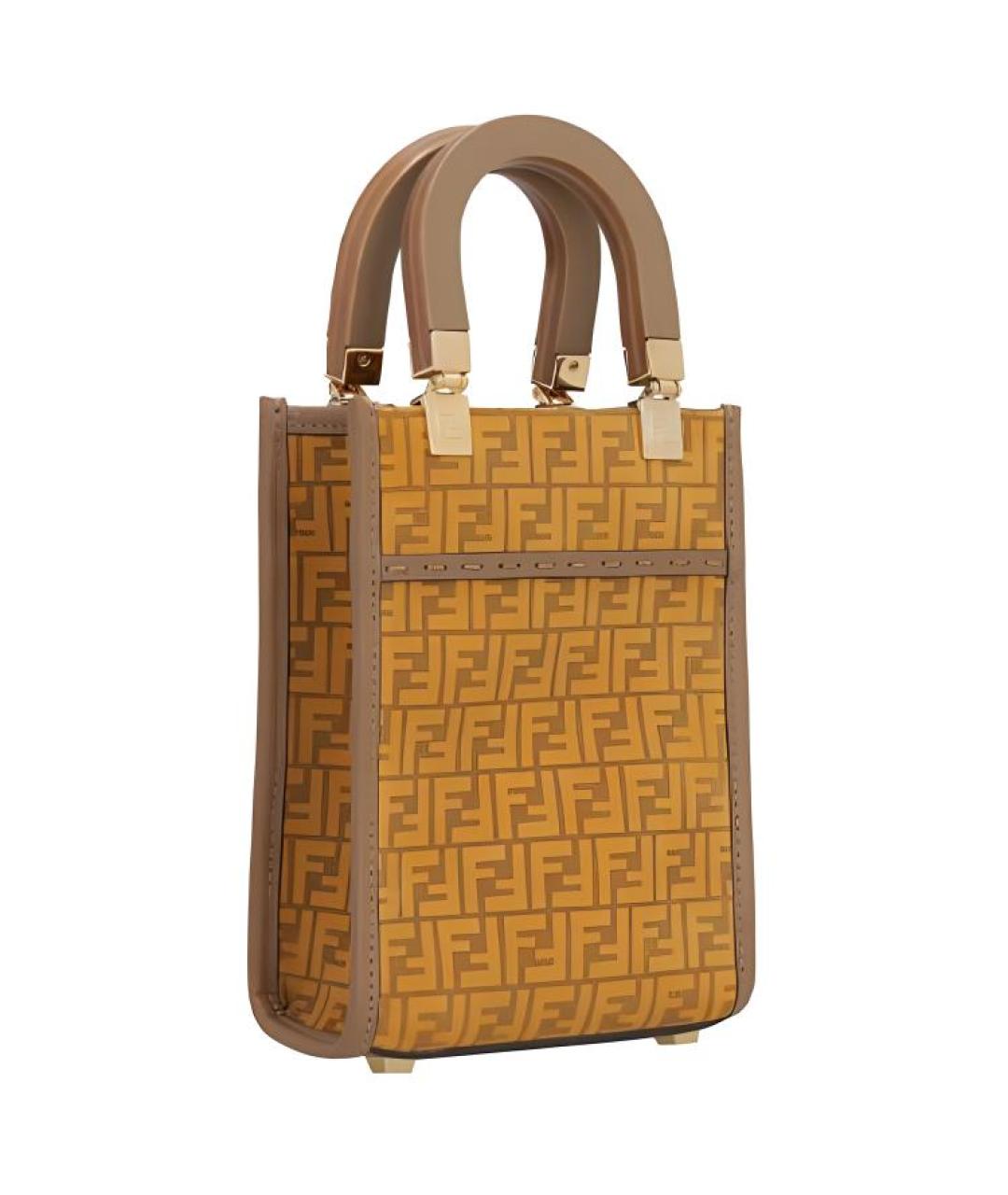 FENDI Коричневая кожаная сумка через плечо, фото 2