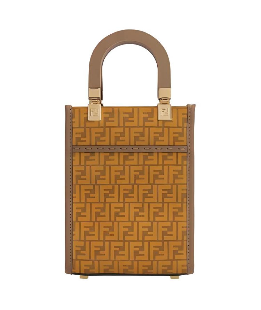 FENDI Коричневая кожаная сумка через плечо, фото 1