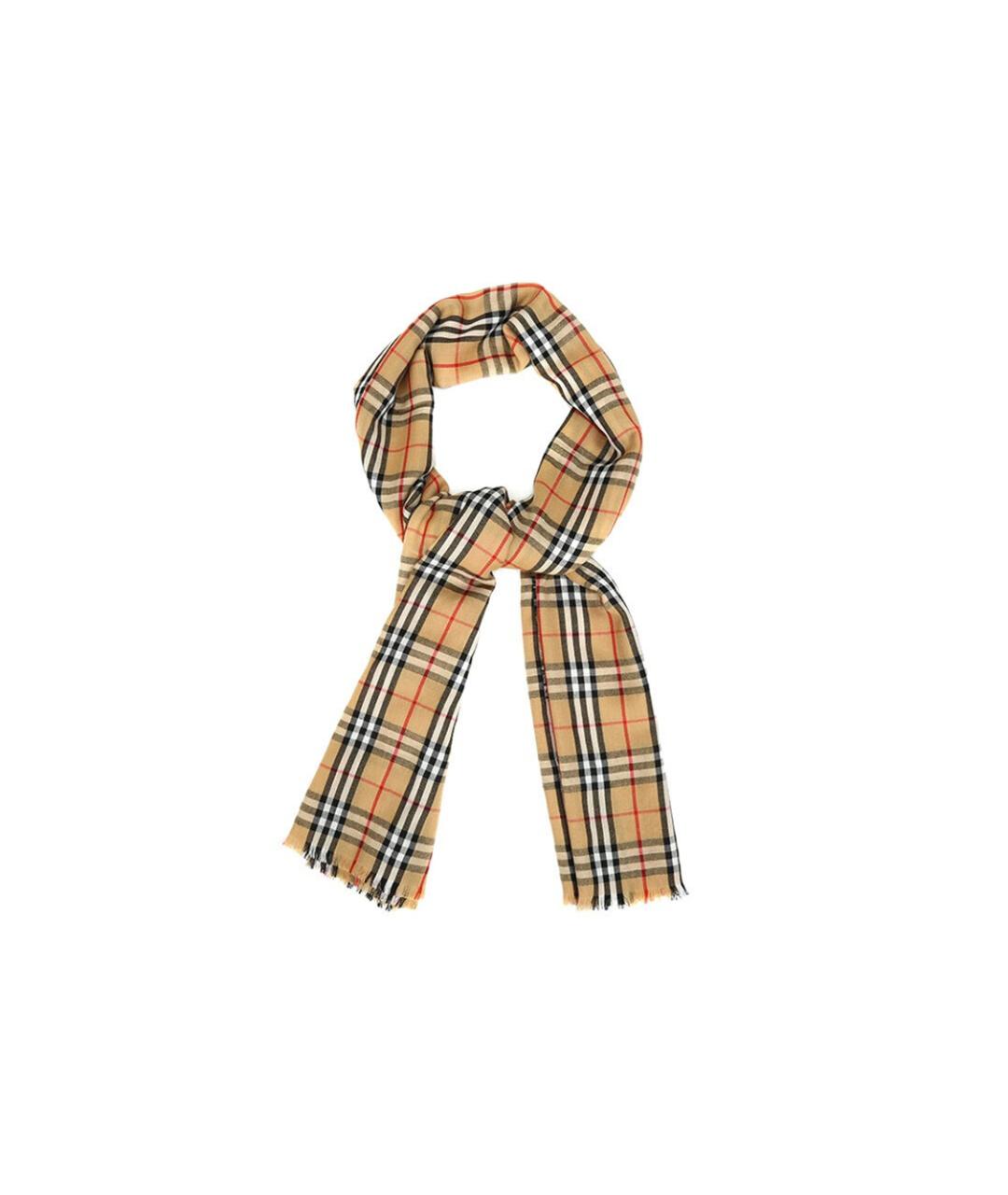 BURBERRY Бежевый шерстяной шарф, фото 1