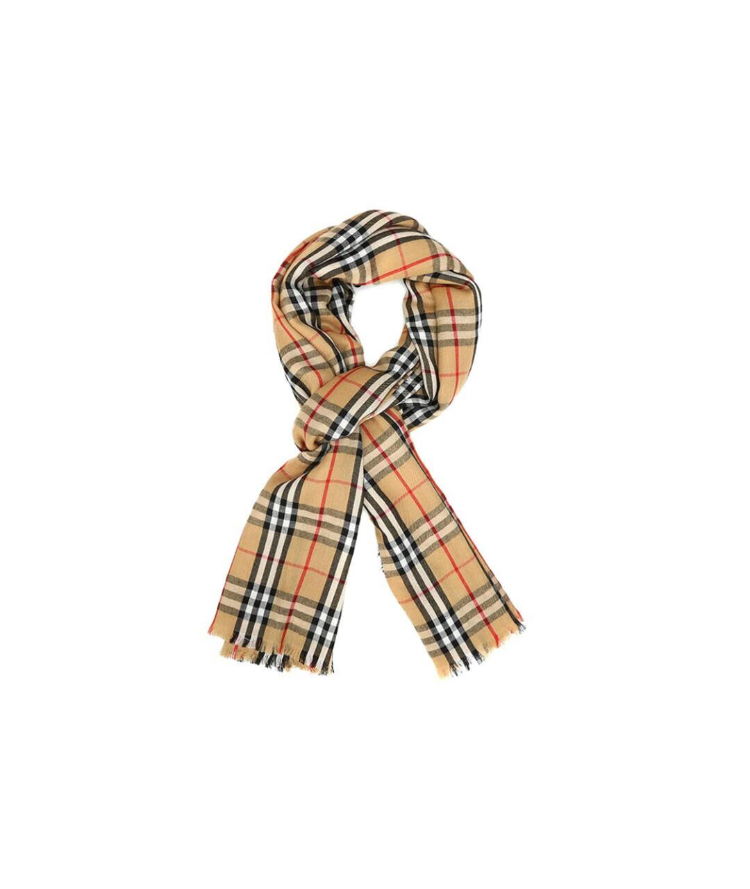 BURBERRY Бежевый шерстяной шарф, фото 3