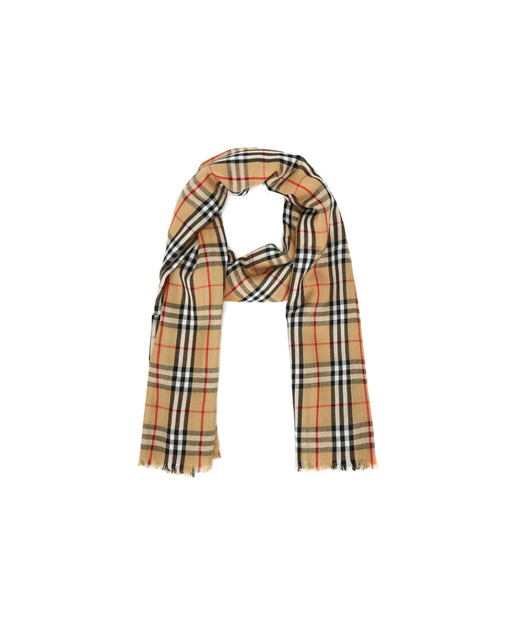 BURBERRY Бежевый шерстяной шарф, фото 2