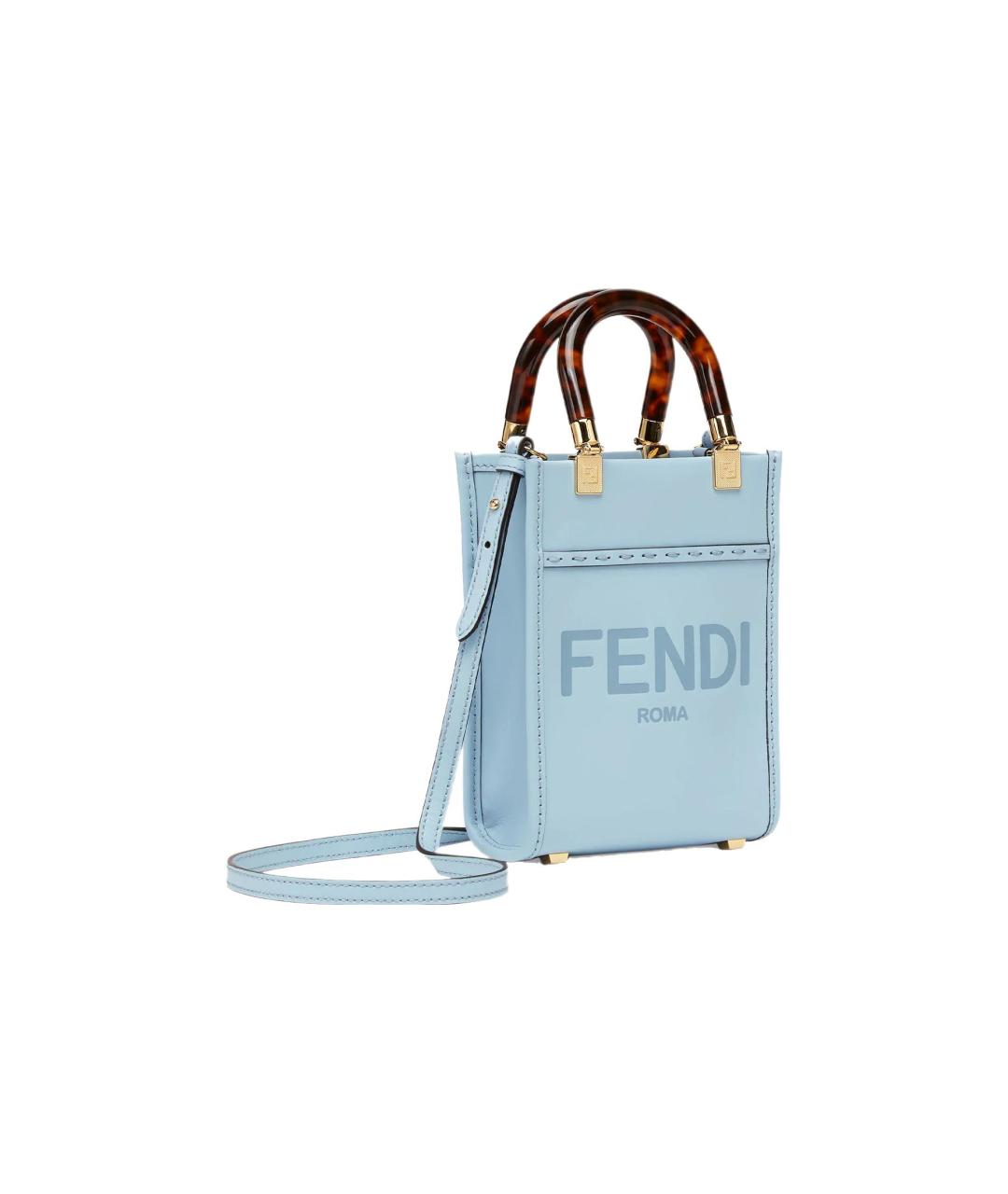 FENDI Голубая кожаная сумка через плечо, фото 3