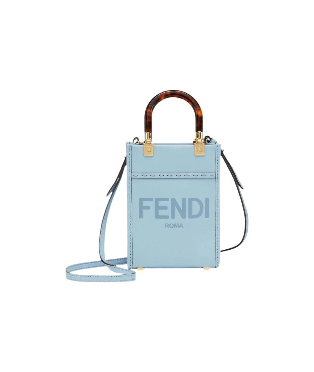 FENDI Голубая кожаная сумка через плечо, фото 1