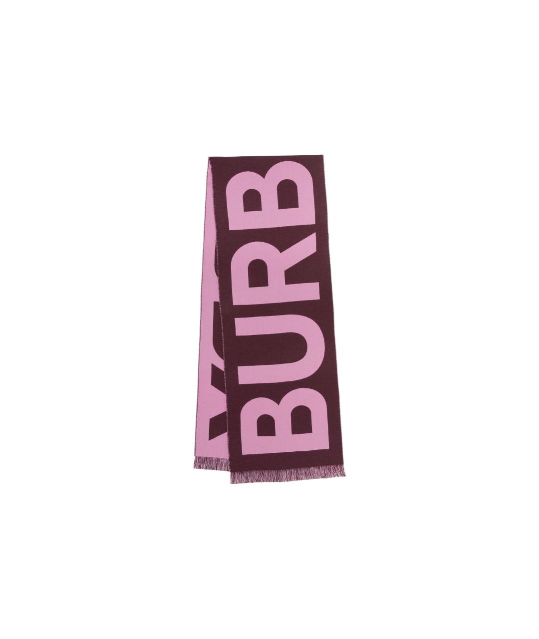 BURBERRY Розовый шерстяной шарф, фото 2