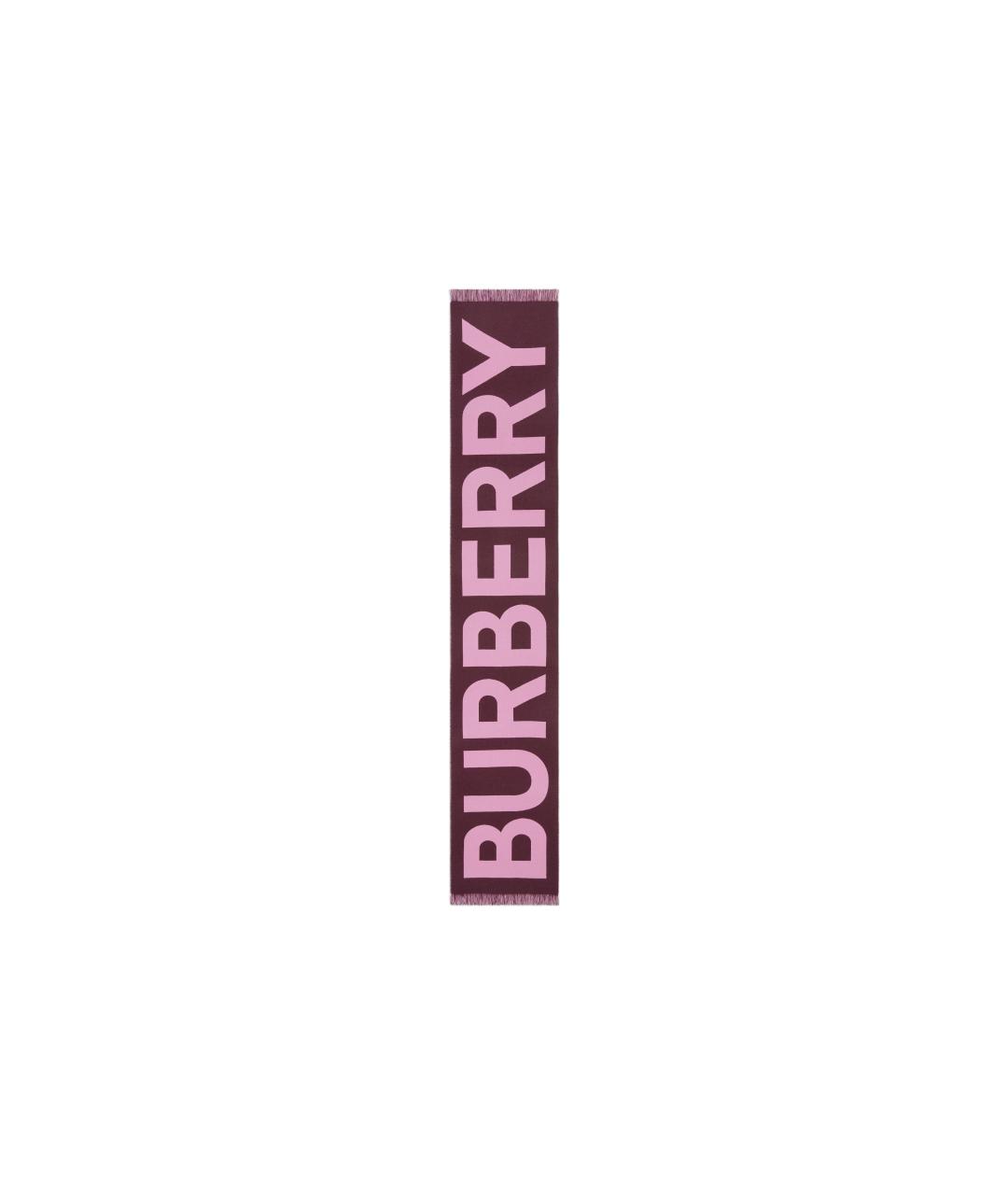 BURBERRY Розовый шерстяной шарф, фото 1