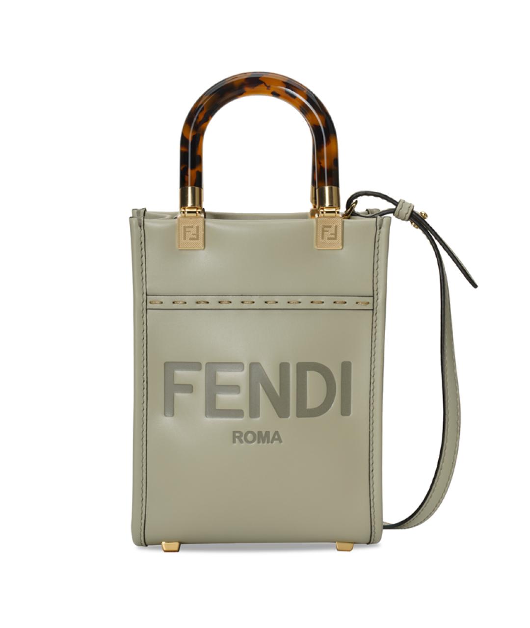 FENDI Зеленая кожаная сумка через плечо, фото 1