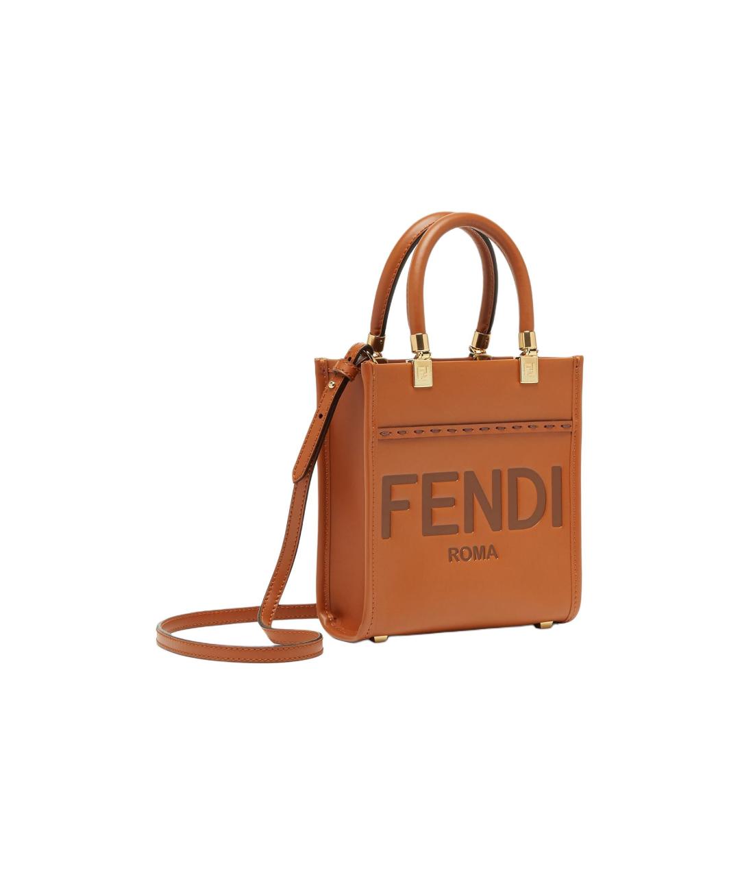 FENDI Коричневая кожаная сумка через плечо, фото 2