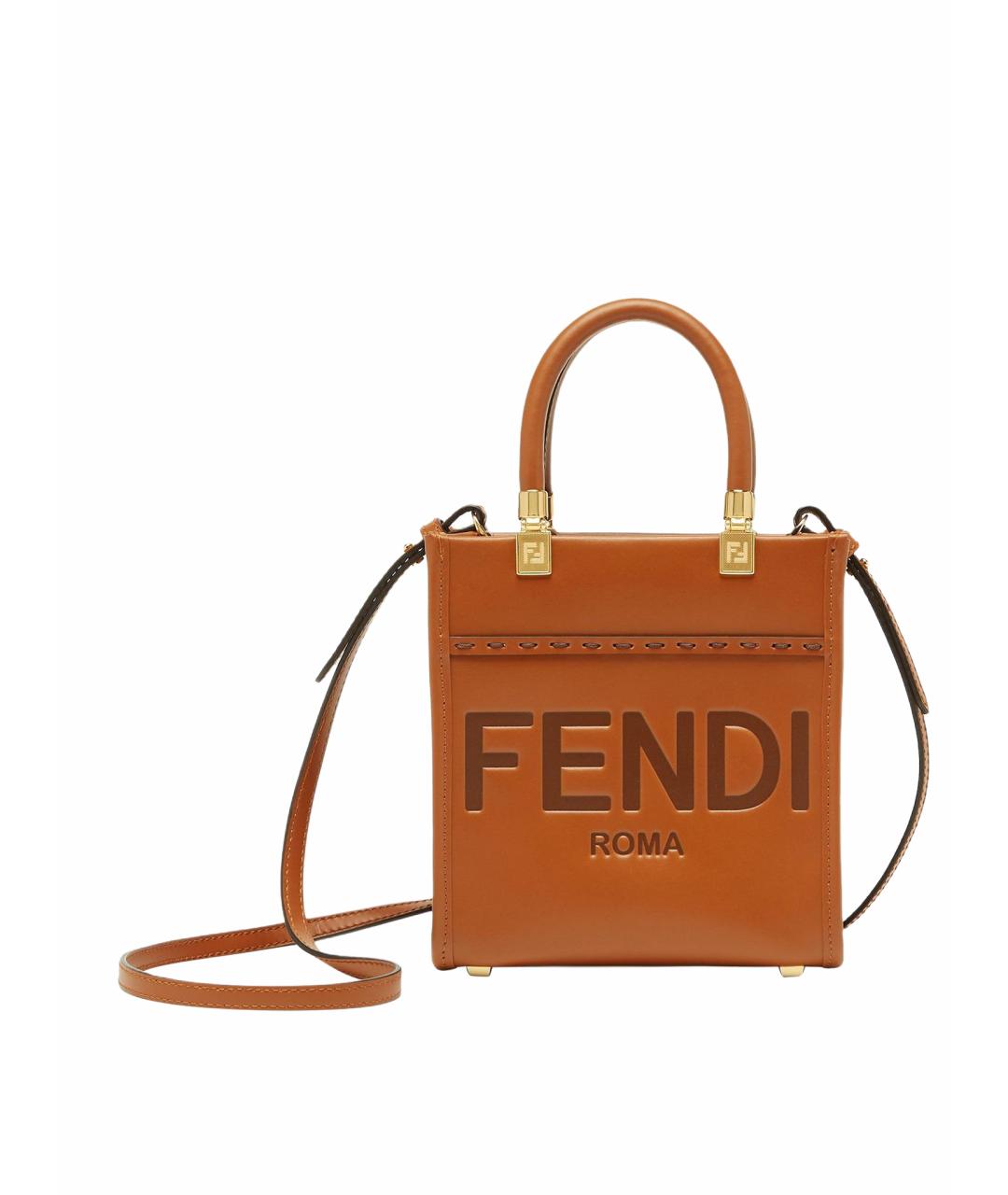 FENDI Коричневая кожаная сумка через плечо, фото 1