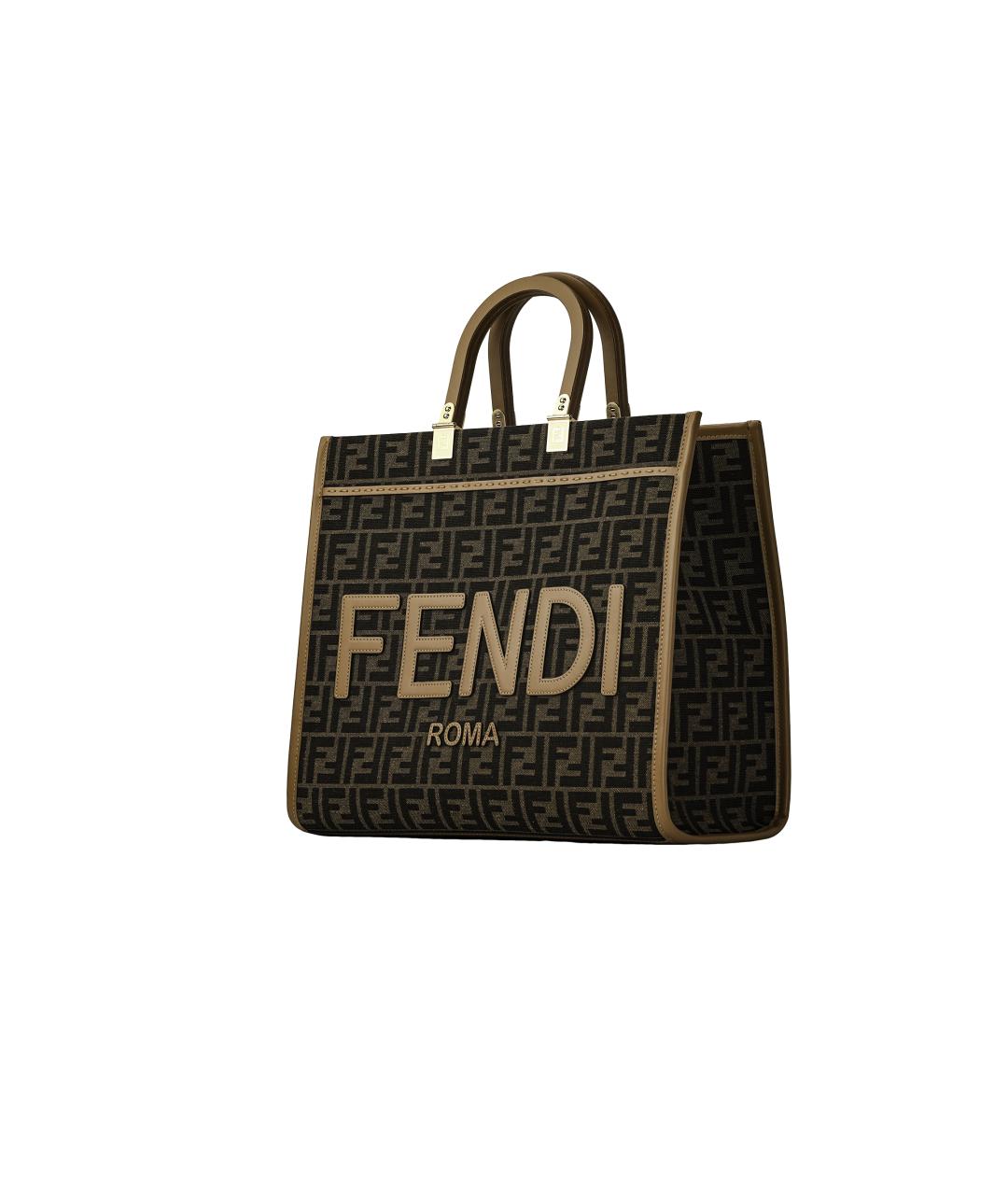 FENDI Коричневая тканевая сумка через плечо, фото 3
