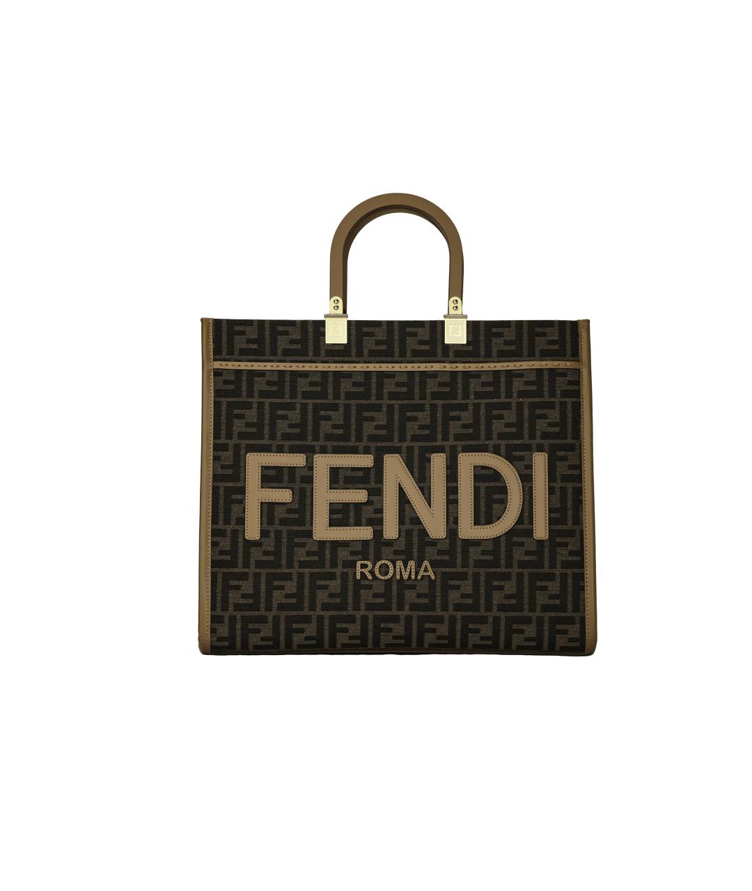 FENDI Коричневая тканевая сумка через плечо, фото 1