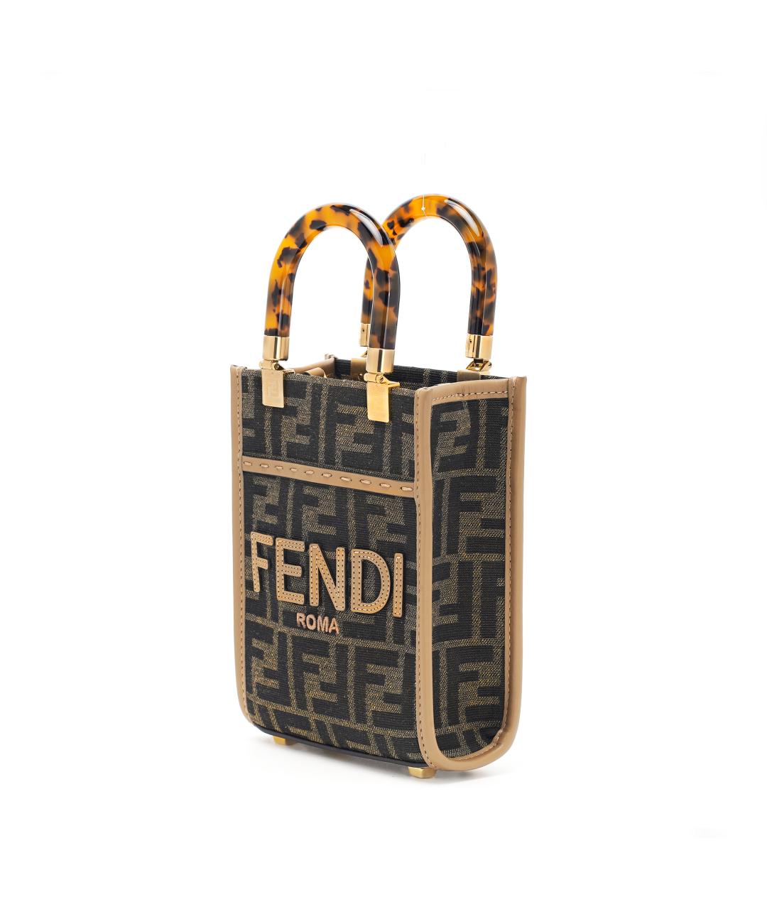 FENDI Коричневая тканевая сумка через плечо, фото 2