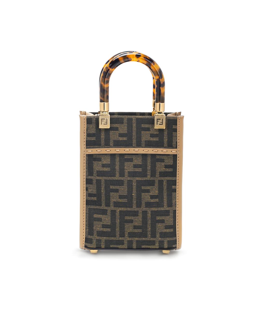 FENDI Коричневая тканевая сумка через плечо, фото 3
