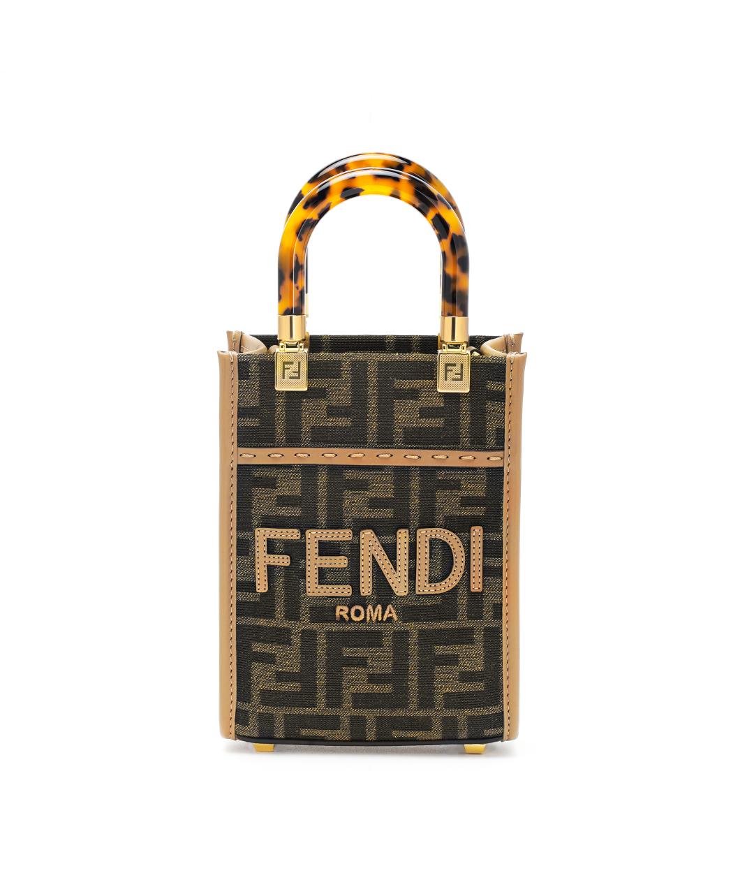 FENDI Коричневая тканевая сумка через плечо, фото 1