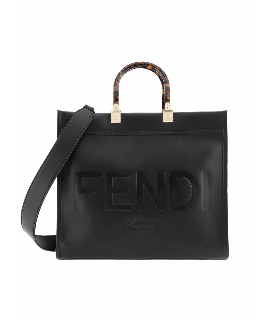 FENDI Черная кожаная сумка через плечо, фото 1