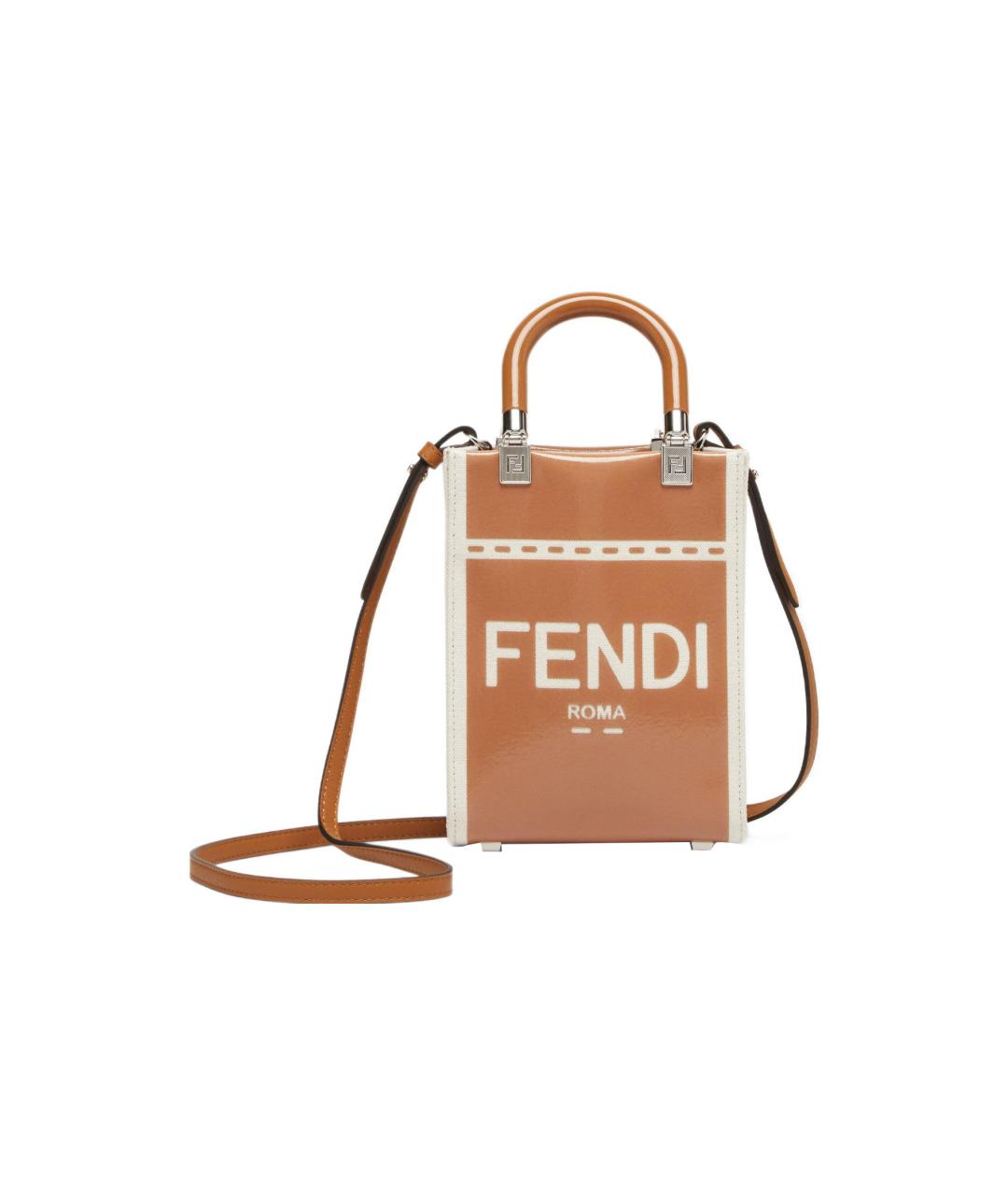 FENDI Коричневая сумка через плечо из лакированной кожи, фото 1