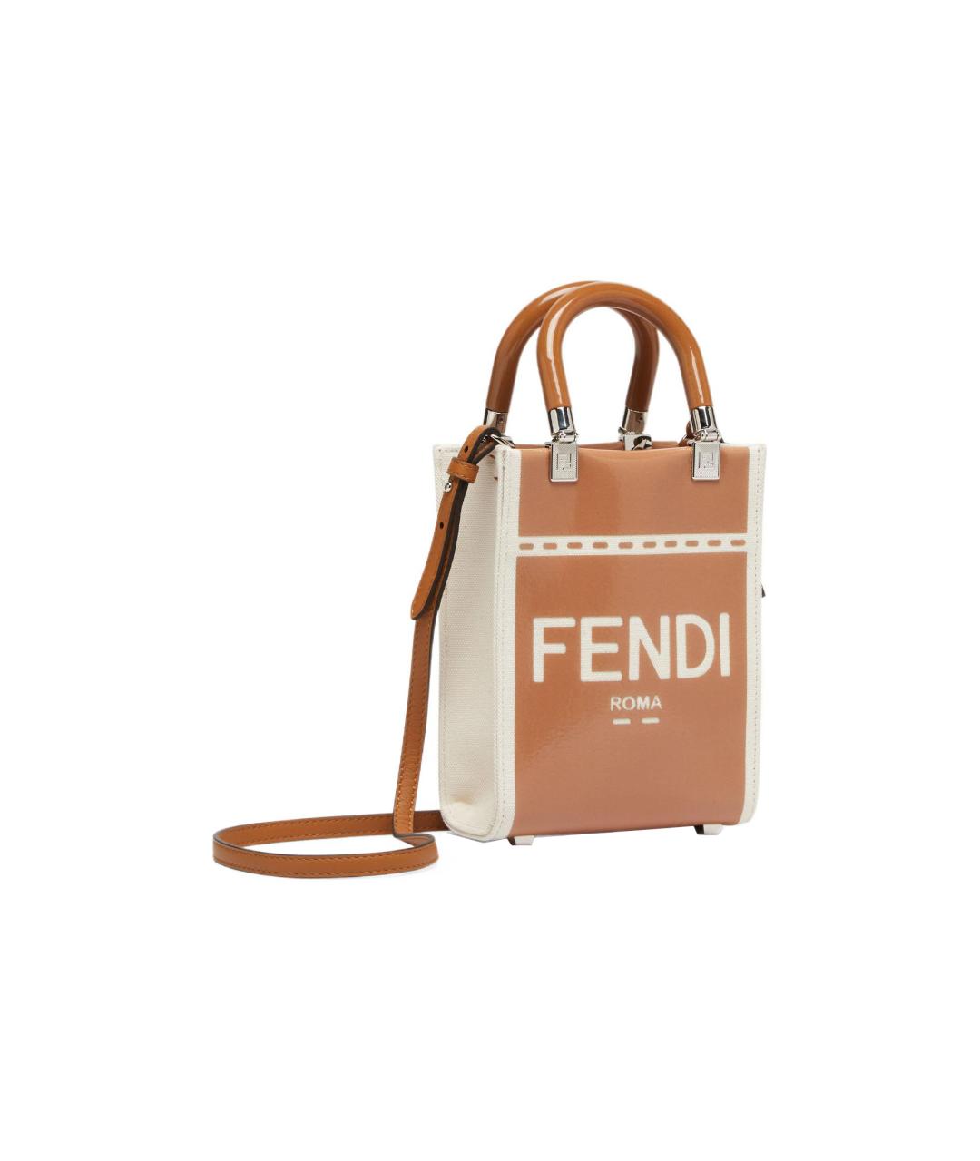 FENDI Коричневая сумка через плечо из лакированной кожи, фото 2