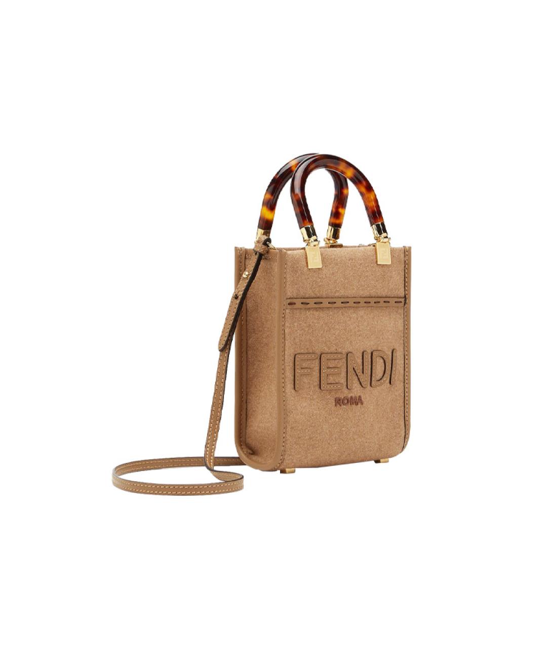 FENDI Коричневая шерстяная сумка через плечо, фото 2