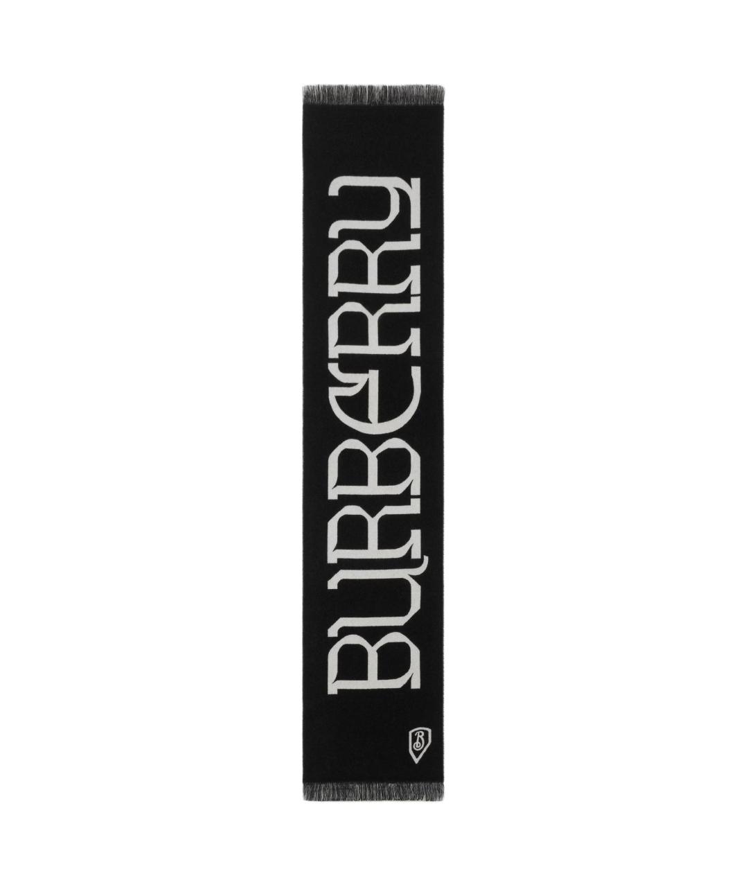 BURBERRY Черный шерстяной шарф, фото 1
