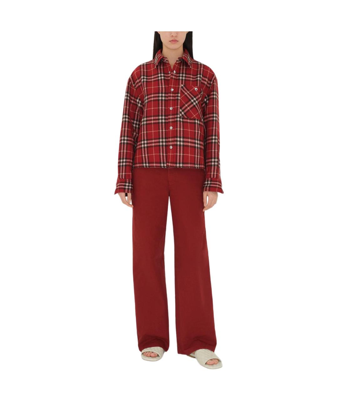 BURBERRY Красная шерстяная рубашка, фото 2