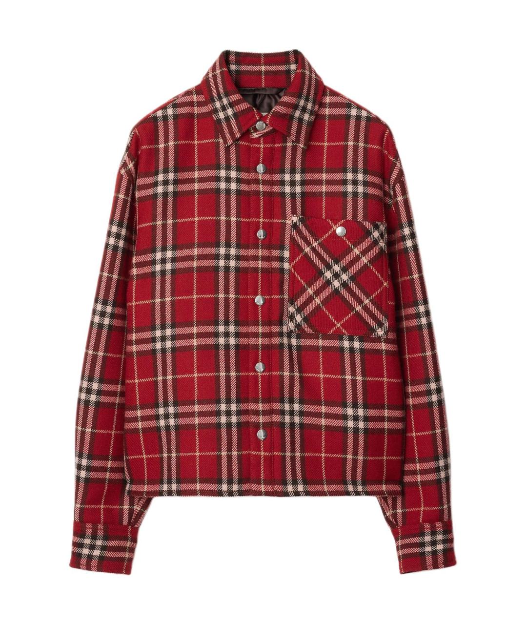 BURBERRY Красная шерстяная рубашка, фото 1