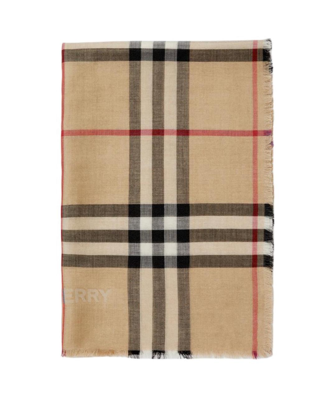 BURBERRY Бежевый шерстяной шарф, фото 1