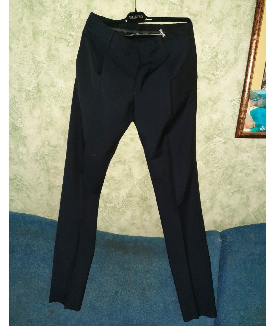 VALENTINO Темно-синие шерстяные классические брюки, фото 5