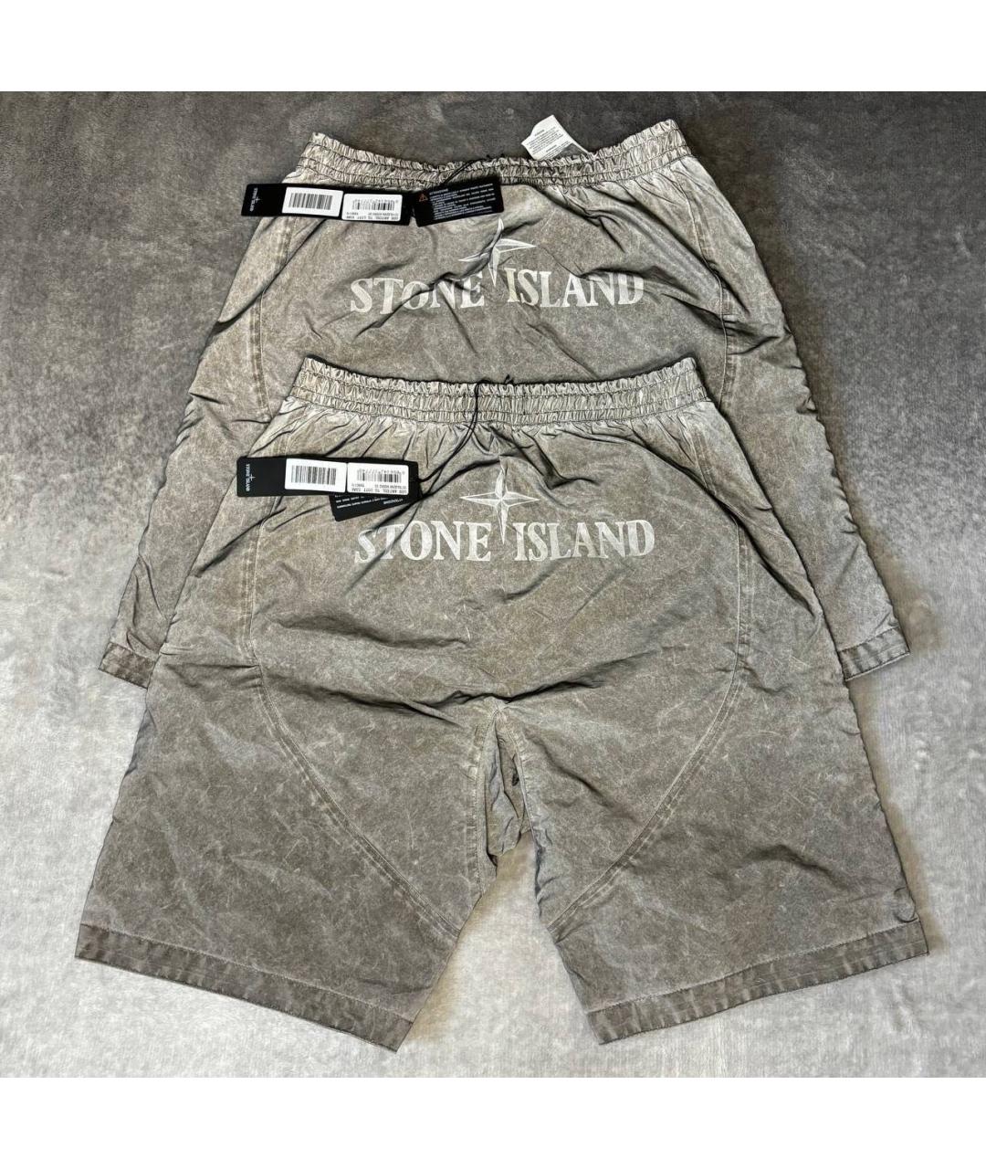 STONE ISLAND Серебряные шорты, фото 2