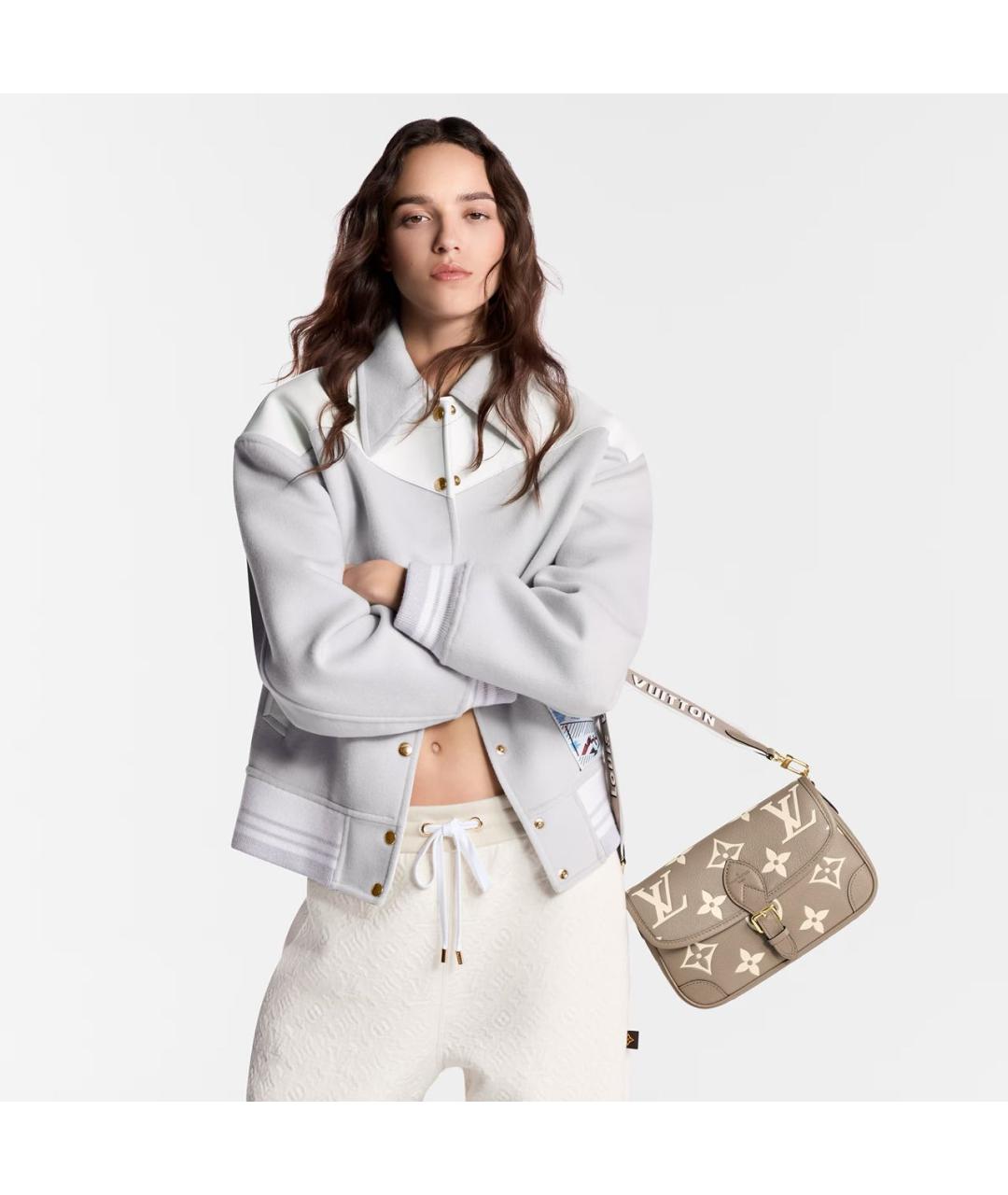 LOUIS VUITTON Бежевая кожаная сумка через плечо, фото 7