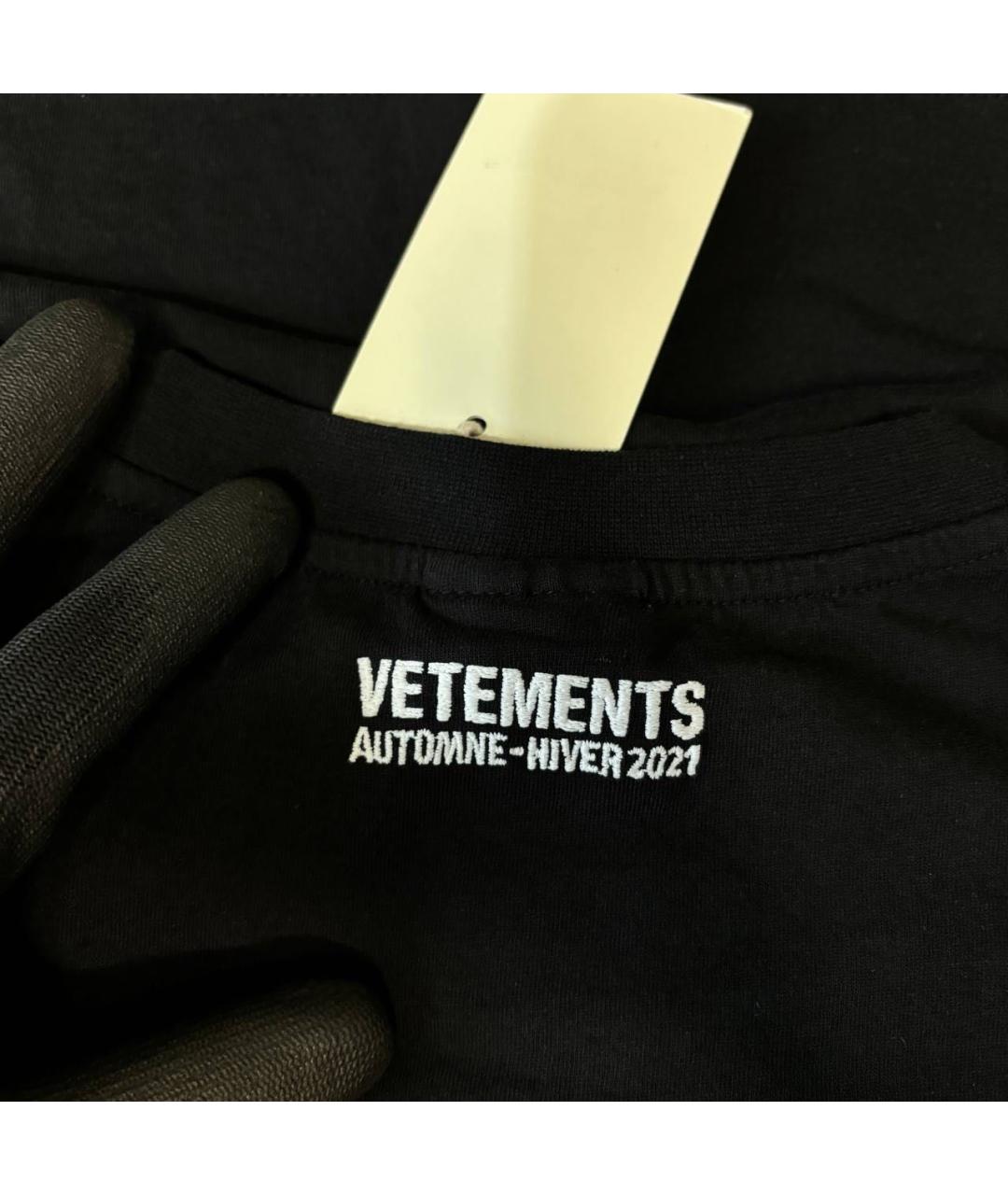 VETEMENTS Черная хлопковая футболка, фото 4