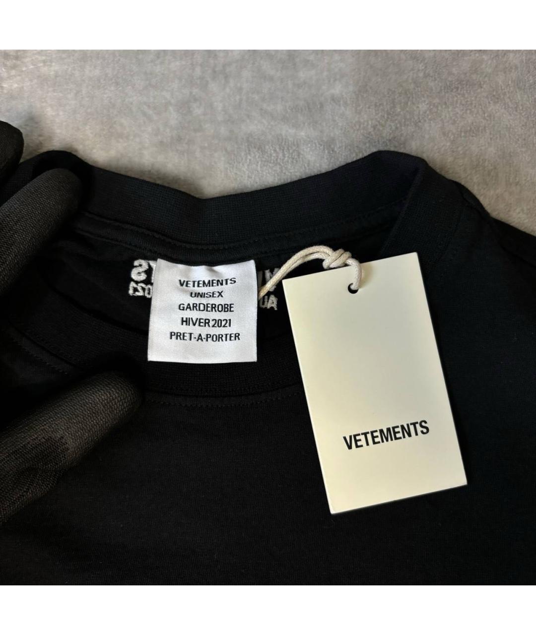 VETEMENTS Черная хлопковая футболка, фото 3