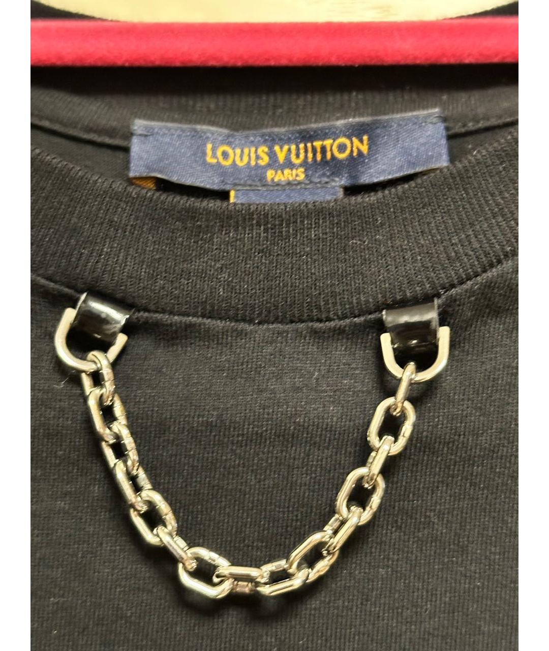 LOUIS VUITTON Черная хлопковая футболка, фото 4