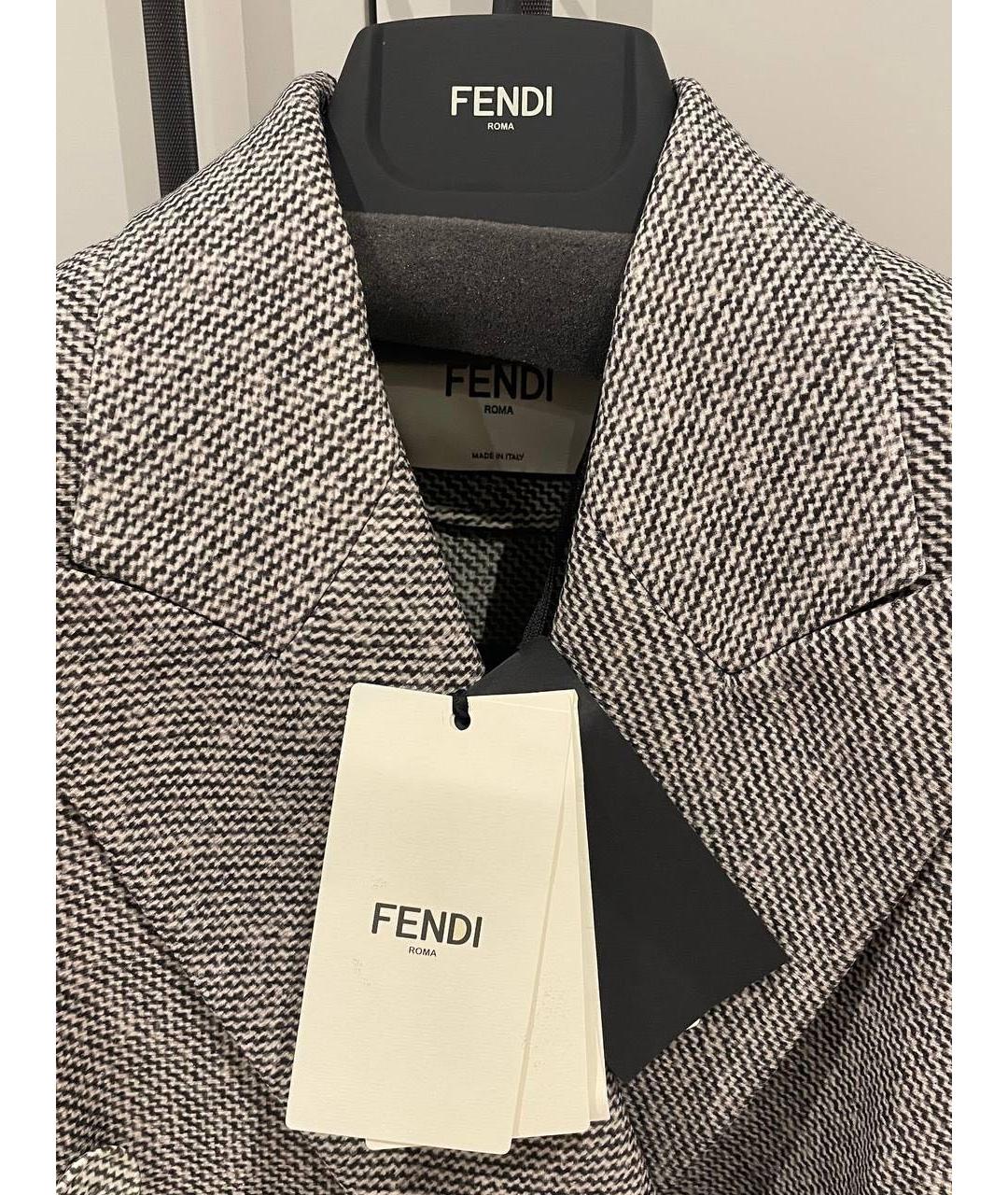 FENDI Серое шерстяное пальто, фото 3