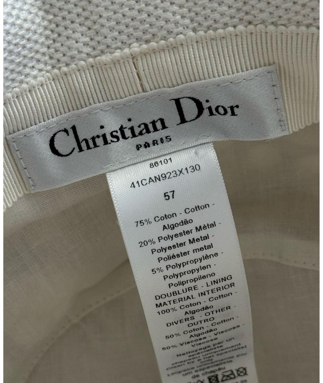 CHRISTIAN DIOR Бежевая хлопковая панама, фото 5