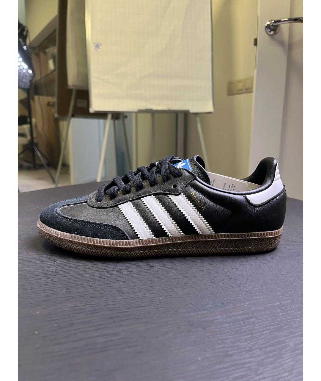 ADIDAS Черные кожаные низкие кроссовки / кеды, фото 5