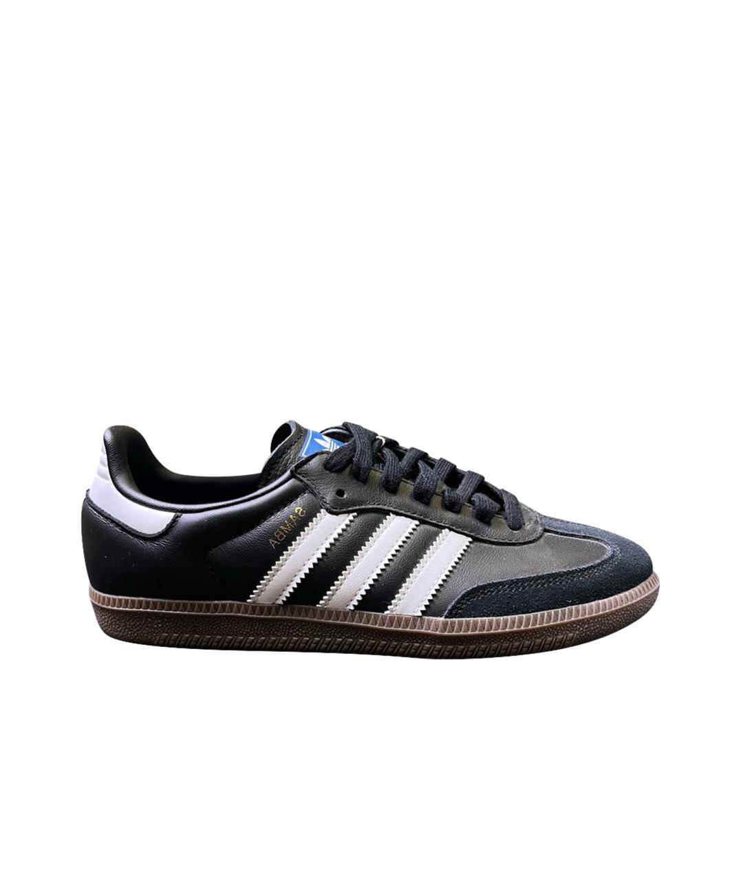 ADIDAS Черные кожаные низкие кроссовки / кеды, фото 1