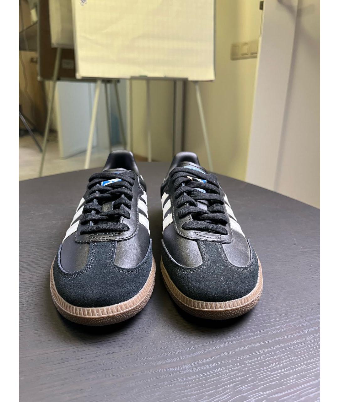 ADIDAS Черные кожаные низкие кроссовки / кеды, фото 2