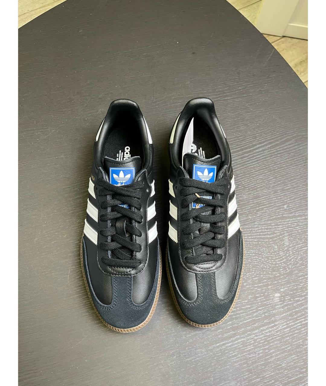 ADIDAS Черные кожаные низкие кроссовки / кеды, фото 3