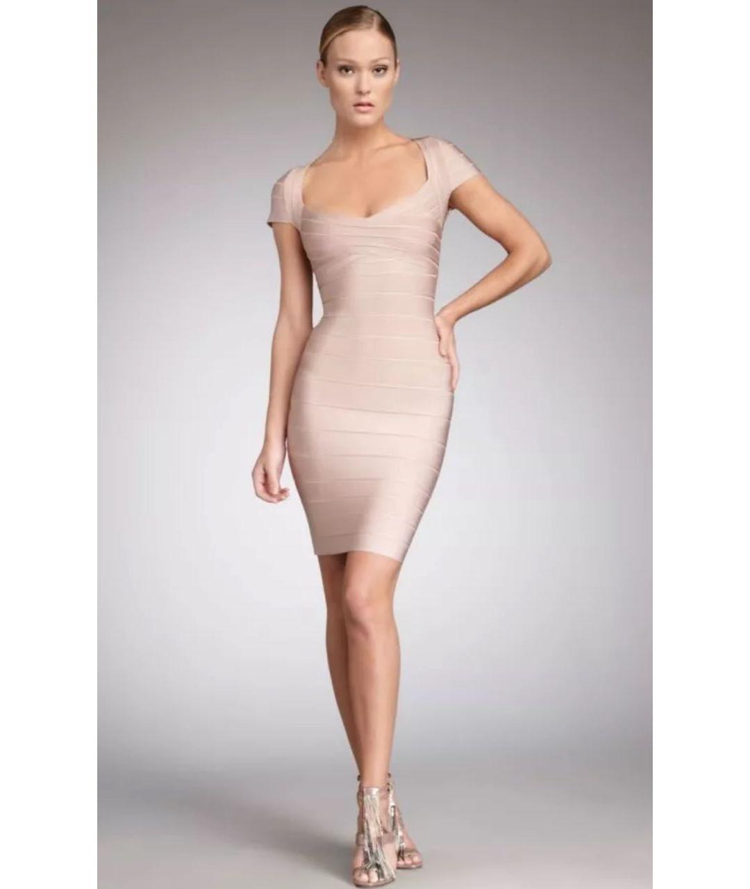 HERVE LEGER Розовое синтетическое коктейльное платье, фото 2