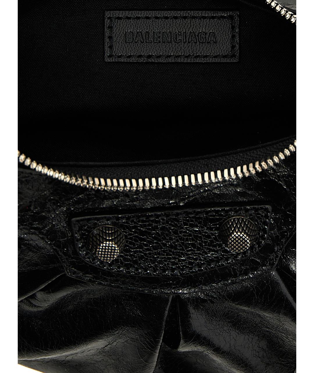BALENCIAGA Черная кожаная сумка через плечо, фото 4