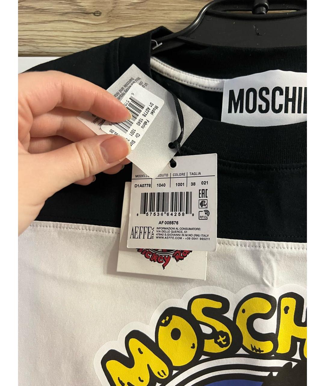 MOSCHINO Белая хлопковая футболка, фото 8