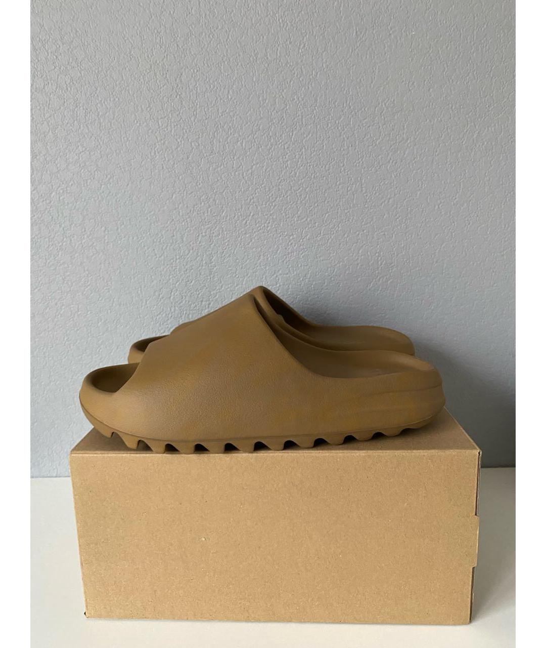ADIDAS YEEZY Коричневые текстильные низкие кроссовки / кеды, фото 3