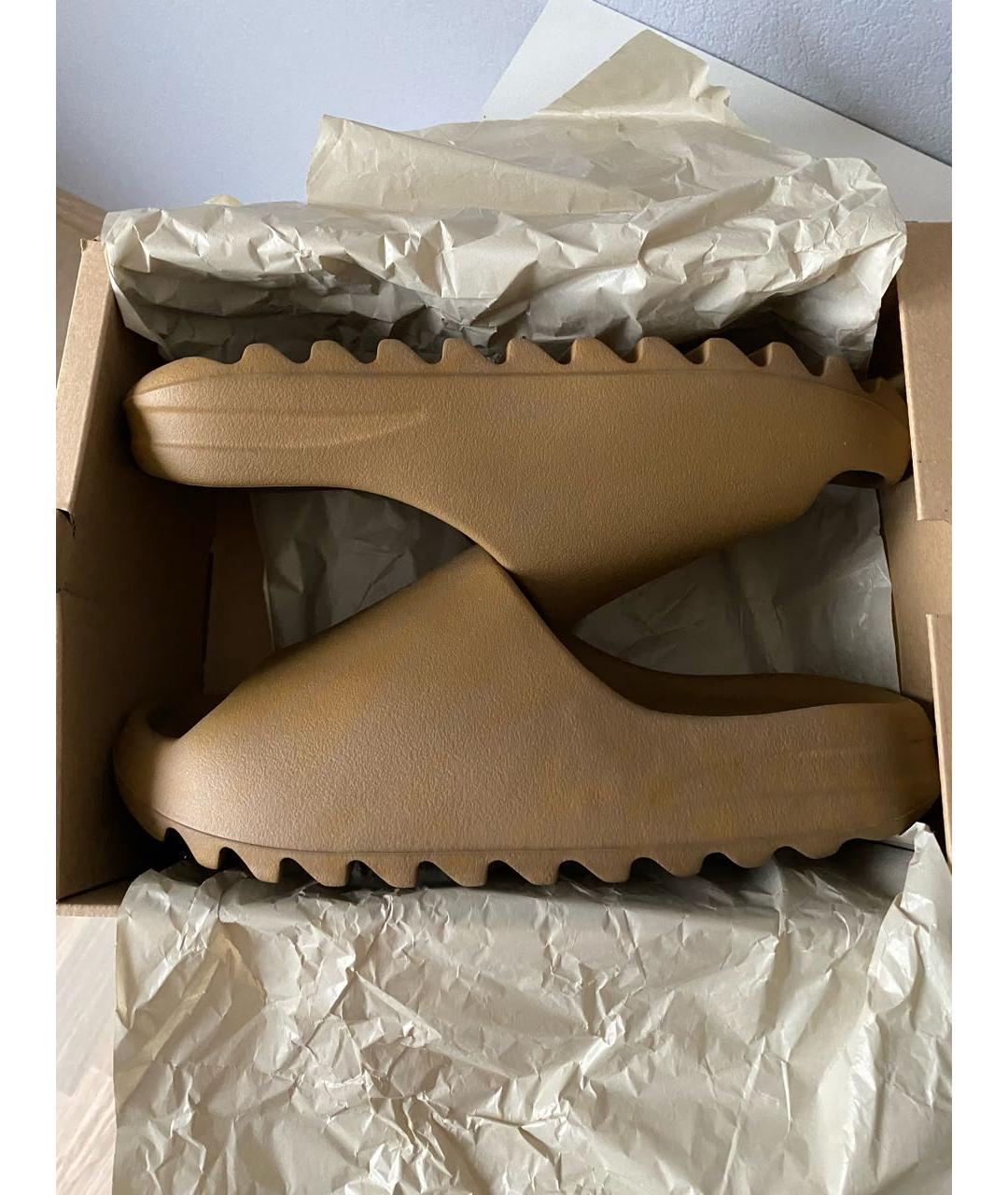 ADIDAS YEEZY Коричневые текстильные низкие кроссовки / кеды, фото 2