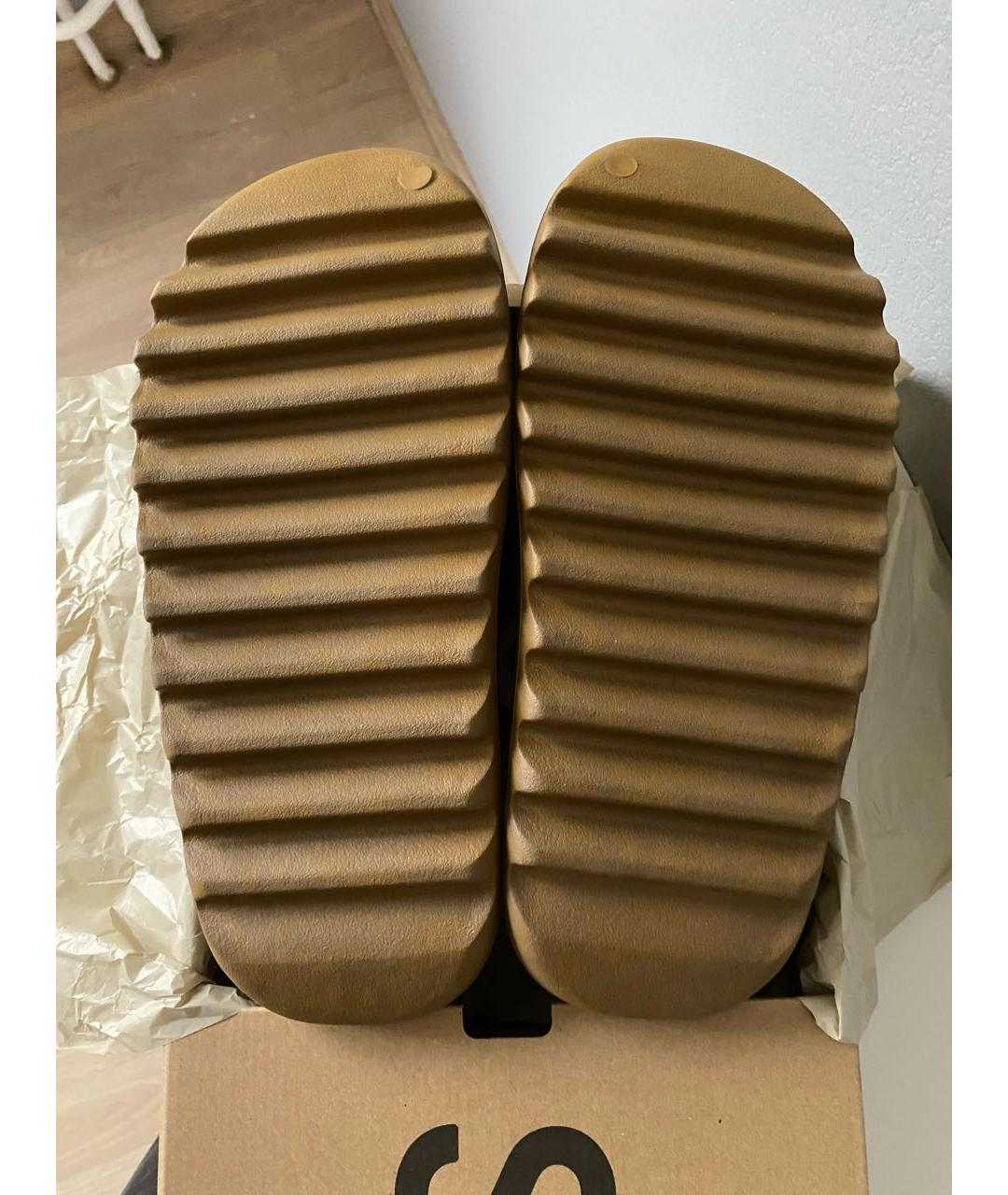 ADIDAS YEEZY Коричневые текстильные низкие кроссовки / кеды, фото 4