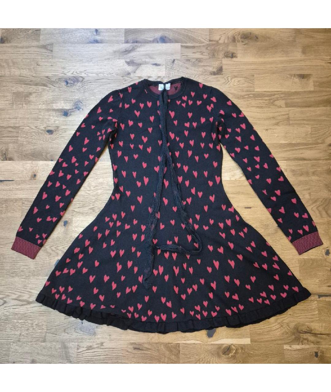 RED VALENTINO Черное вискозное коктейльное платье, фото 10