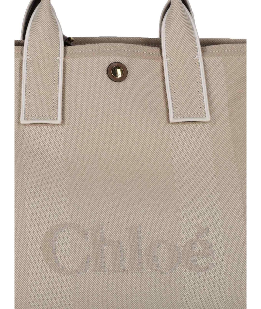 CHLOE Бежевая хлопковая сумка тоут, фото 4
