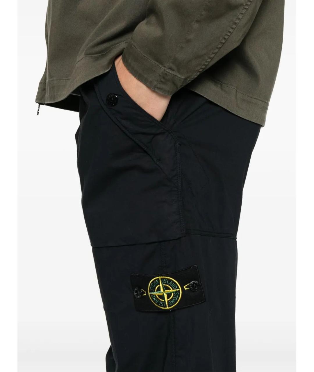 STONE ISLAND Черные хлопковые повседневные брюки, фото 5