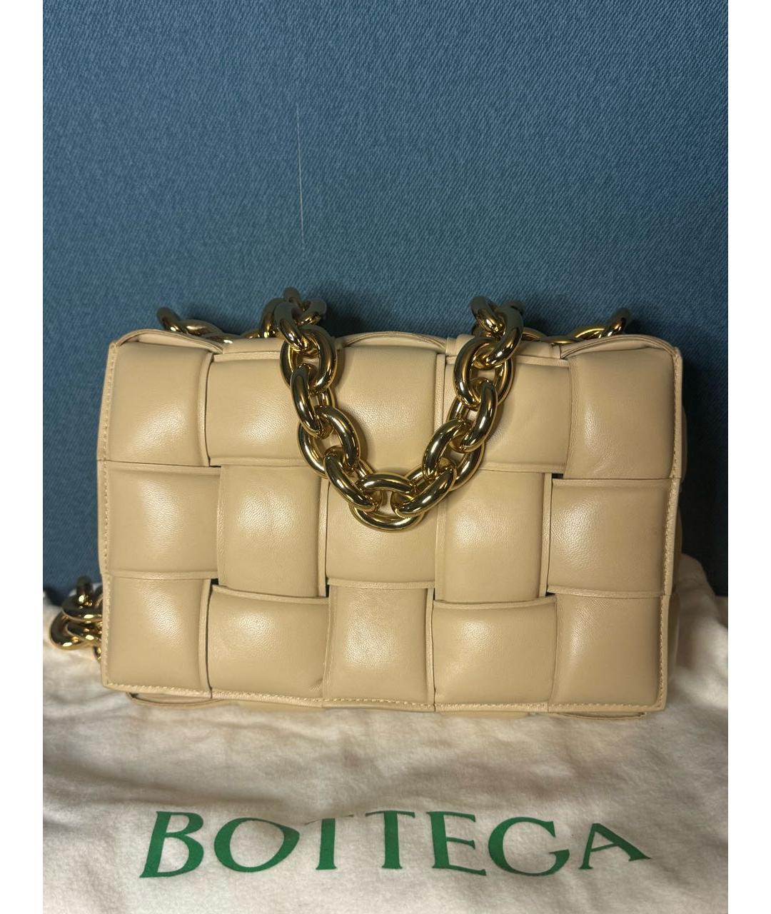 BOTTEGA VENETA Бежевая кожаная сумка через плечо, фото 7
