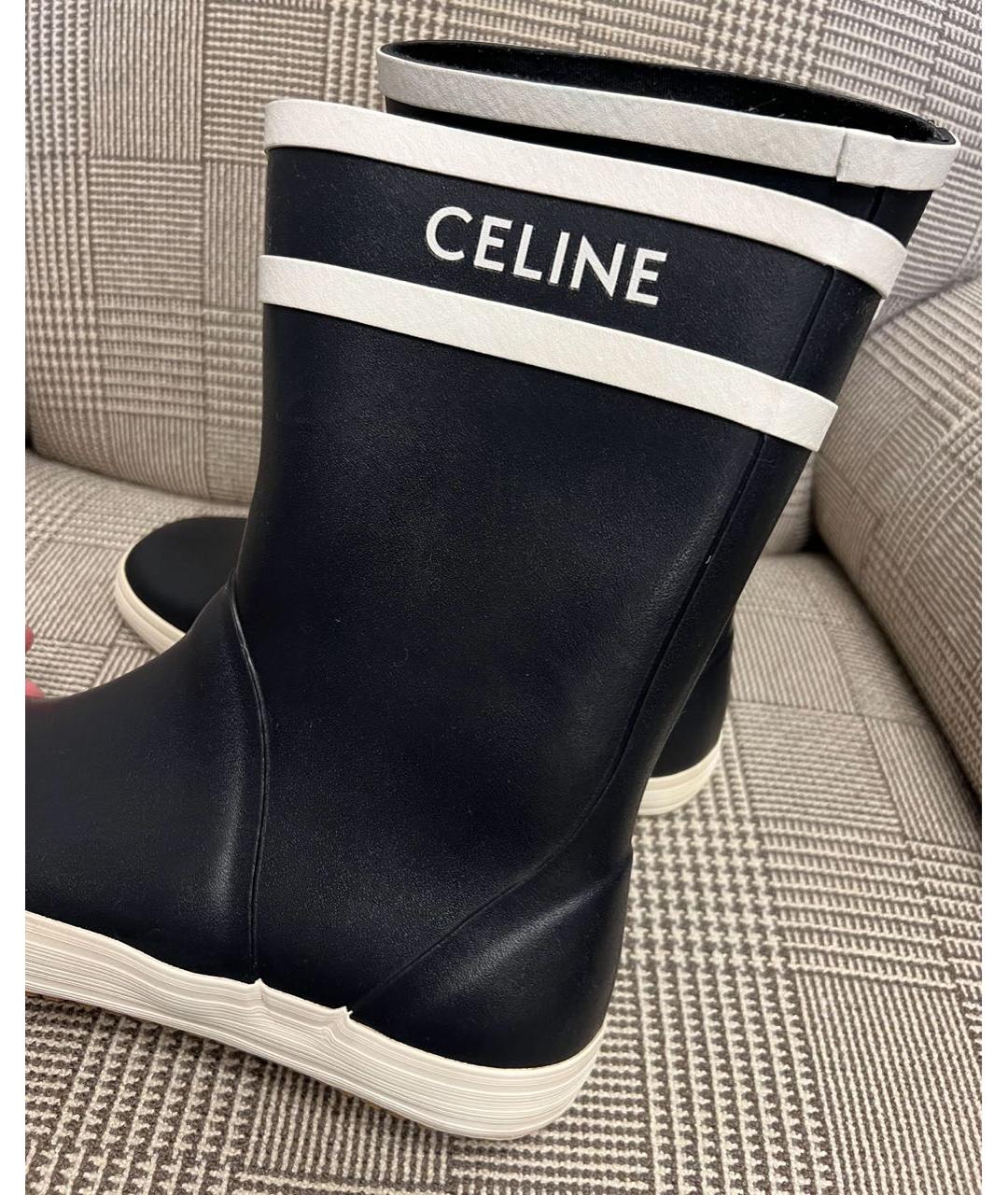 CELINE Темно-синие резиновые полусапоги, фото 7