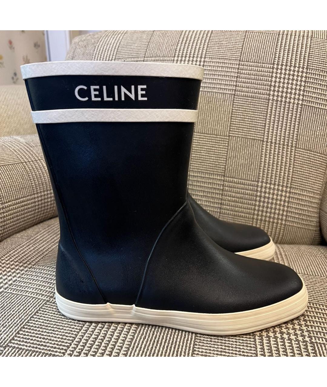 CELINE Темно-синие резиновые полусапоги, фото 8