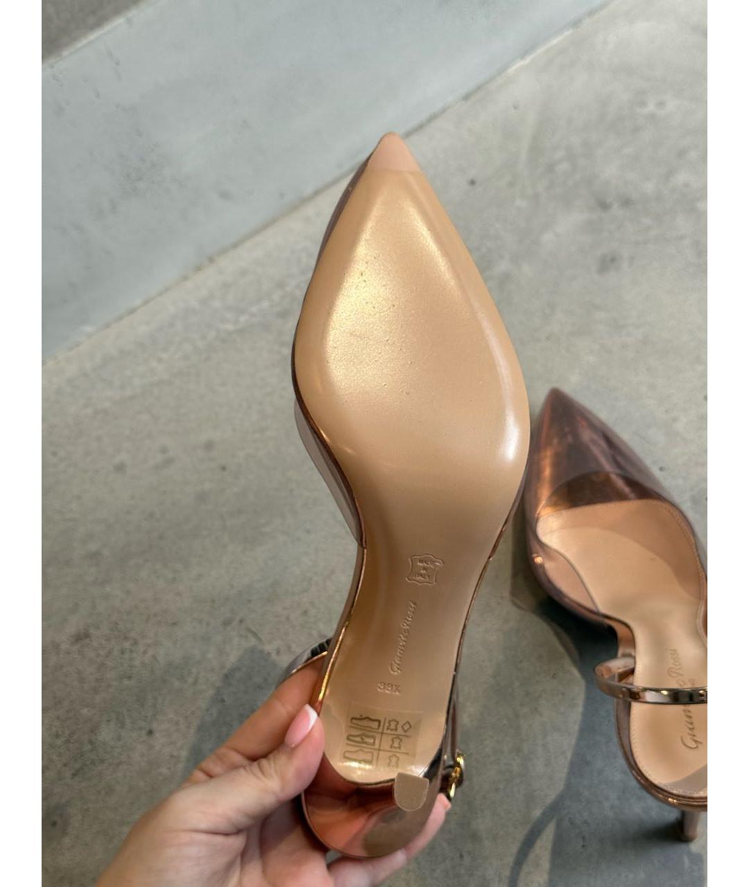 GIANVITO ROSSI Золотые кожаные туфли, фото 7